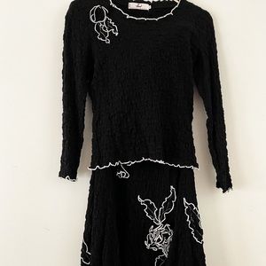 Rossi Roma 2 piece skirt and top set in black Sz M